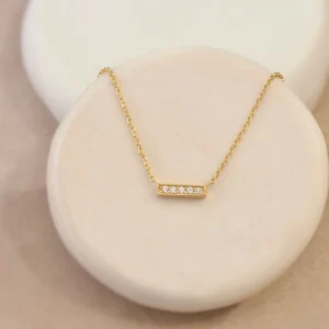 Collier pendentif barrette diamants en or jaune