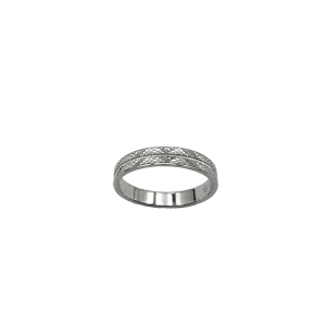 Alliance "Assurance" gravable et sculptée, finition brillante, en argent 925 rhodié